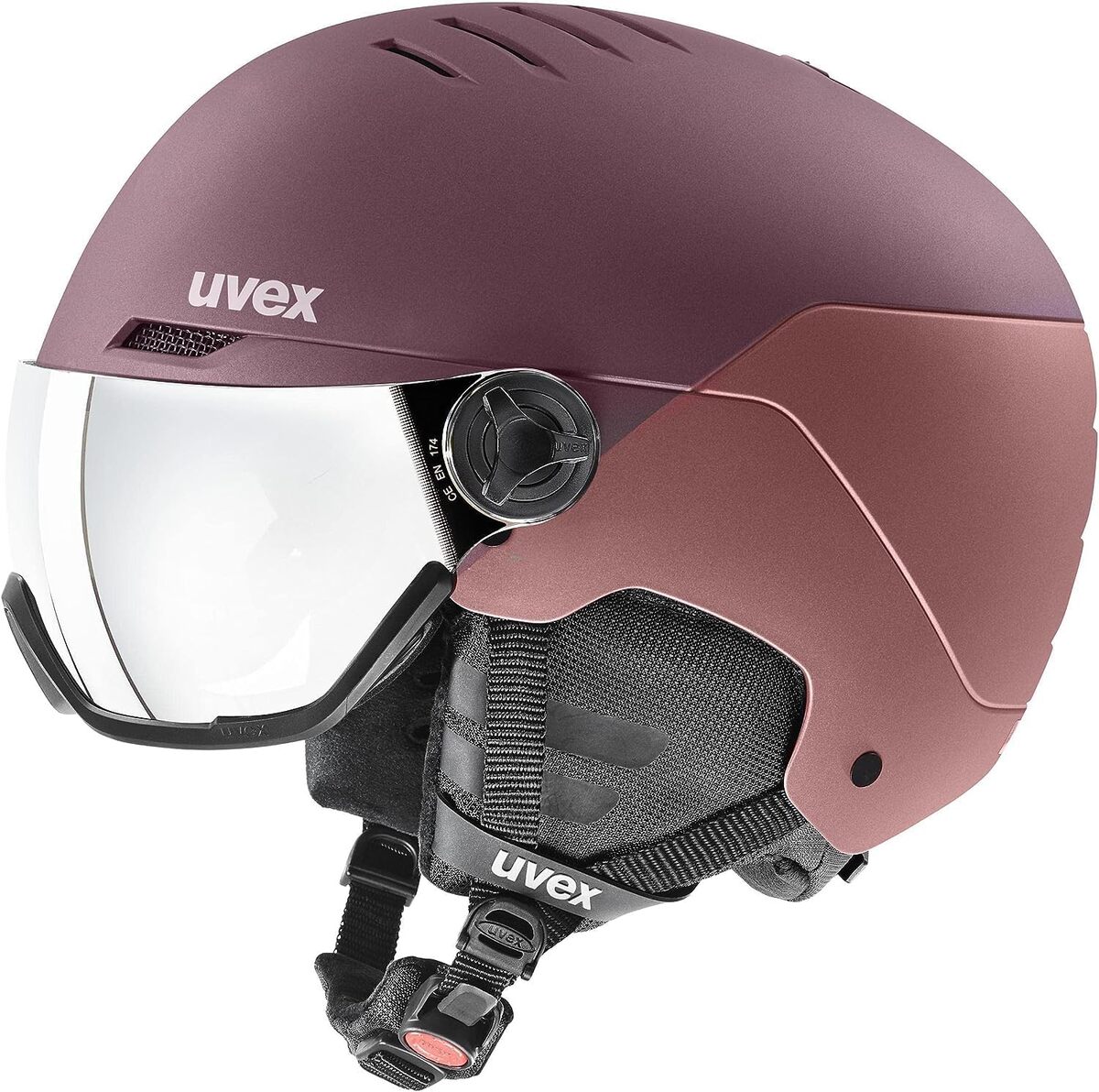 Test du casque de ski uvex Wanted Visor : visière ajustable et style antique rose