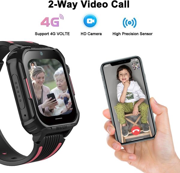 Montre Connectée Enfant GPS 4G Montre Telephone Étanche avec WiFi Appel Vidéo SOS Mode Classe Notification de Vibration Smartwatch Enfant Cadeaux pour 5-12 Garçons Filles