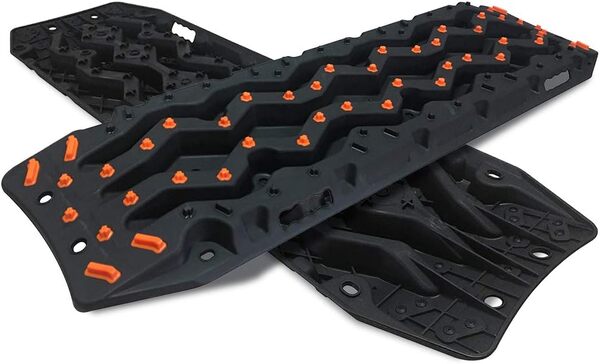 CStern planche de récupération, 2 tapis de piste de traction tout-terrain, piste 4x4 tout-terrain, boue, sable, chaîne à neige, SUV Camping Échelle de pneu pour véhicule lourd 2Pcs Noir