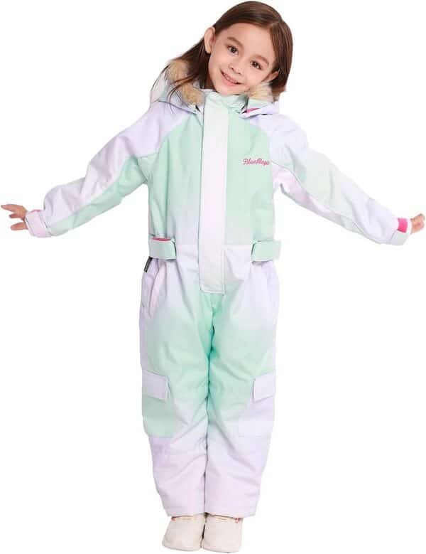 Bluemagic Combinaison Ski Enfant, Combinaisons de Ski Vêtements Veste Habit de Neige une Pièce Filles Garçons Enfants Hiver Extérieur Coupe-vent, Chaude, Imperméable et Respirante