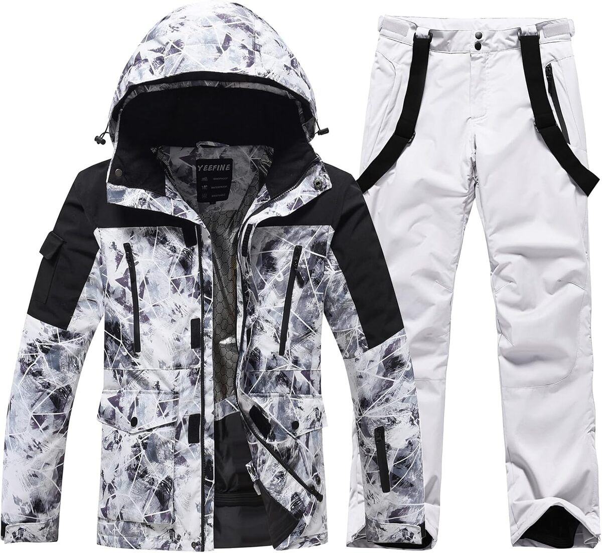 Test de l'ensemble de ski imperméable ALSOGO BaiHua+Blanc