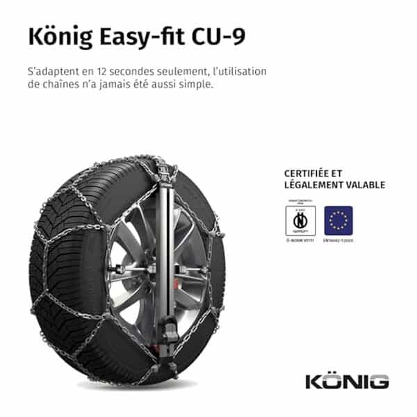 Découvrez notre test complet des chaînes à neige König Easy-Fit CU-9 104 : caractéristiques, avantages, installation facile et conseils pratiques pour vos trajets hivernaux en toute sécurité.